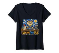 Donna Vincent Van Owl Wise Owl Artist Painting Art Maglietta con Collo a V