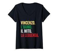Donna Vincenzo L'uomo Il Mito La Leggenda regalo per Vincenzo Maglietta con Collo a V
