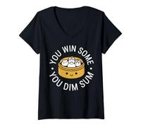 Donna Vinci Alcuni Dim Sum Divertente Gioco di Parole Maglietta con Collo a V