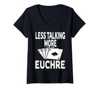 Donna Vincitore del Gioco di Carte Funny Less Talking More Euchre Maglietta con Collo a V
