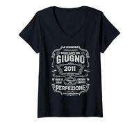 Donna Vintage 15 Anni Compleanno Giugno 2011 Uomo Donna Maglietta con Collo a V