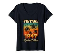 Donna Vintage 1947 Edizione Limitata 78 Anni Compleanno Retro Palma Maglietta con Collo a V