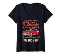 Donna Vintage 1956 Birthday Classic Car for Legends Born in 1956 Maglietta con Collo a V