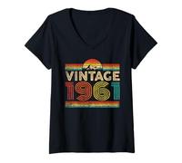 Donna Vintage 1961 Classic Year 1961 Birthday Men Women Vintage Maglietta con Collo a V