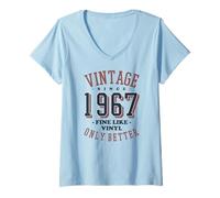 Donna Vintage 1967 Fine Like Vinyl Only Better Retro Birthday Maglietta con Collo a V