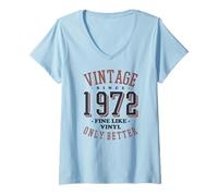 Donna Vintage 1972 Fine Like Vinyl Only Better Retro Birthday Maglietta con Collo a V