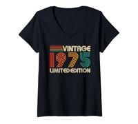 Donna Vintage 1975 Limited Edition Classic 1975 Men Women Vintage Maglietta con Collo a V