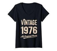 Donna Vintage 1976 - all Original Parts Retro 50° Compleanno Maglietta con Collo a V
