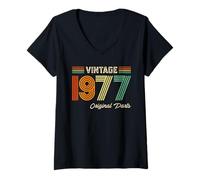Donna Vintage 1977 Original Parts Birthday 1977 Men Women Vintage Maglietta con Collo a V