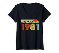 Donna Vintage 1981 Classic Year 1981 Birth of Birthday Vintage Maglietta con Collo a V