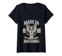 Donna Vintage 1986 40th Birthday 40 Years of Being Awesome Maglietta con Collo a V