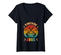 Donna Vintage 2005 Compleanno Chitarrista 21° Compleanno Chitarrista Maglietta con Collo a V