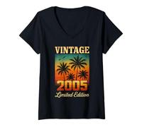 Donna Vintage 2005 Edizione Limitata 20 Anni Compleanno Retro Palma Maglietta con Collo a V