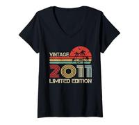 Donna Vintage 2011 Limited Edition Retro Year Vintage Birthday Maglietta con Collo a V