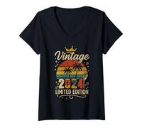 Donna Vintage 2024 Limited Edition Men Women Birthday 2024 Vintage Maglietta con Collo a V