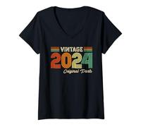 Donna Vintage 2024 Original Parts Birthday 2024 Men Women Vintage Maglietta con Collo a V