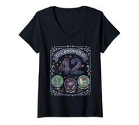 Donna Vintage 42 Risposta alla Vita L'Universo e Tutto Maglietta con Collo a V