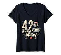 Donna Vintage 42 years marriage anniversary Crew couple His/Her Maglietta con Collo a V