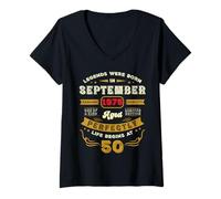 Donna Vintage 50° Compleanno Leggenda Nato Settembre 1975 50 Year Maglietta con Collo a V