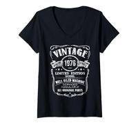 Donna Vintage 50th Birthday Well-Oiled Machine Since 1976 Maglietta con Collo a V
