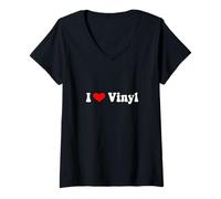 Donna Vintage 70s I Cuore Maglietta con Collo a V