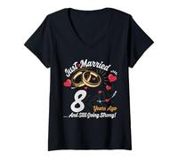 Donna Vintage 8 years marriage anniversary Crew legends His/Her Maglietta con Collo a V