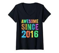 Donna Vintage Awesome dal 2016 10° Compleanno Ragazzo Ragazza Il Mio decimo Maglietta con Collo a V