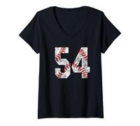 Donna Vintage Baseball Mom #54 Jersey Baseball Giocatore Preferito Maglietta con Collo a V