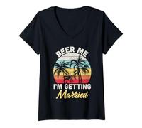 Donna Vintage Beer Me I'm Getting Married Drinking Team Beer Lover Maglietta con Collo a V