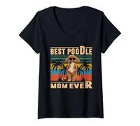 Donna Vintage Best Dog Mom Ever Funny Poodle Dog Mothers Day Maglietta con Collo a V