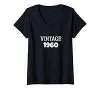 Donna Vintage Birthday Born 1960 Design Classico Retro Maglietta con Collo a V