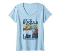 Donna Vintage Born for Bugles e Backcountry Retro Hunting Elk Maglietta con Collo a V