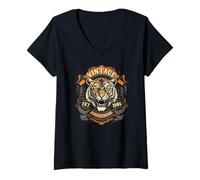 Donna Vintage Born in 1986 Classic Tiger 40th Birthday Maglietta con Collo a V