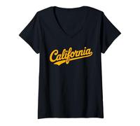 Donna Vintage California Script Retro Swoosh Men's Women's Tween Maglietta con Collo a V