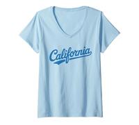 Donna Vintage California Script Retro Swoosh Men's Women's Tween Maglietta con Collo a V