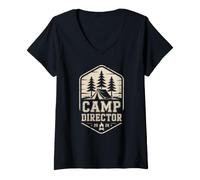 Donna Vintage Camp Direttore Host Vibes Staff Besties Smore Team Maglietta con Collo a V