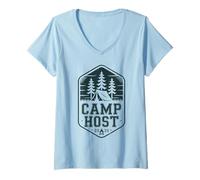 Donna Vintage Camp Host Camping Chaos Coordinatore Direttore Squadra Maglietta con Collo a V