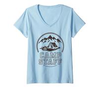 Donna Vintage Camp Staff Camper Crew Director Besties Squad Maglietta con Collo a V