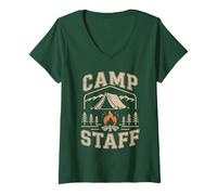 Donna Vintage Camp Staff Camper Squadra Host Infermiera Vibes Abbigliamento Maglietta con Collo a V