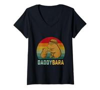 Donna Vintage Capybara papà e figlio pugno bump Padre Giorno Capybara Maglietta con Collo a V