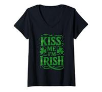 Donna Vintage Charm Kiss Me I'm Irish Maglietta con Collo a V