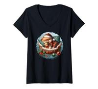 Donna Vintage Christmas Dog Graphic for Men Retro Pomeranian Dad Maglietta con Collo a V