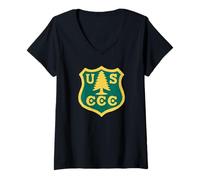 Donna Vintage Civilian Conservation Corps Retro CCC Logo Maglietta con Collo a V