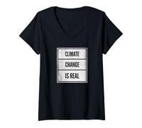 Donna Vintage Climate Change is Real Earth Day Maglietta con Collo a V