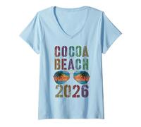 Donna Vintage Cocoa Beach 2026 Corrispondenza di Viaggio di Nuoto per Le Vacanze Maglietta con Collo a V