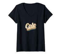 Donna Vintage Cole Nome Personalizzato Cole Maglietta con Collo a V