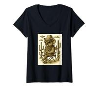 Donna Vintage Cowboy Koala Occhiali da Sole Animale Alieno UFO Western Maglietta con Collo a V