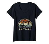 Donna Vintage Don't Panic Life L'universo e tutto 42 Maglietta con Collo a V