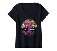 Donna Vintage Environmental Nature Lover Tree Hugger Maglietta con Collo a V