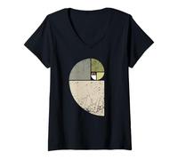 Donna Vintage Fibonacci Spirale Matematica Rapporto aureo Cool Science Maglietta con Collo a V